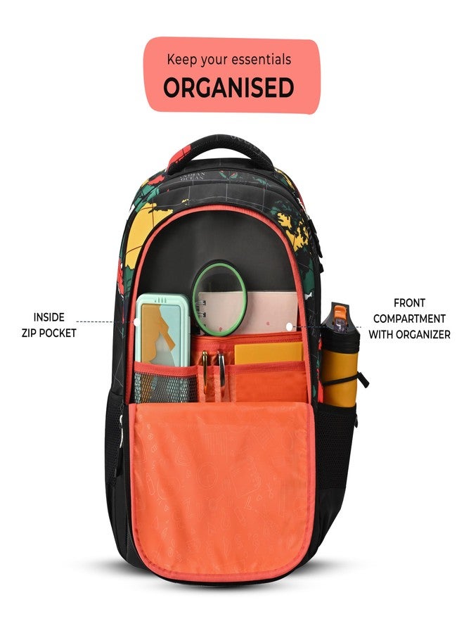 Gear Grid 5 Compartment Backpack 17"/30L Medium Water Resistant School Bag/Casual Backpack/Daypack/Kids Bag for Boys/Girls (Black-Black) - Image 5